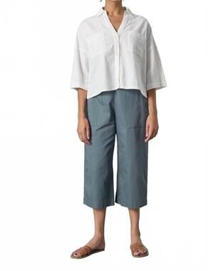 NEW BIBICO anna wide-leg culottes pants in striped slate
